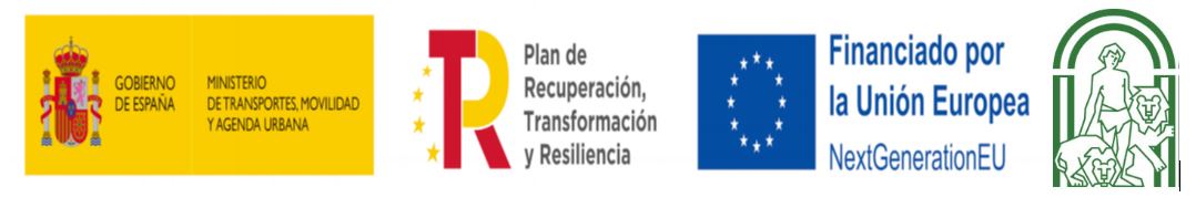 Gobierno de España – Ministerio de Transportes, Movilidad y Agenda Urbana · Plan de Recuperación, Transformación y Resiliencia · Financiado por la Unión Europea NextGenerationEU · Junta de Andalucía